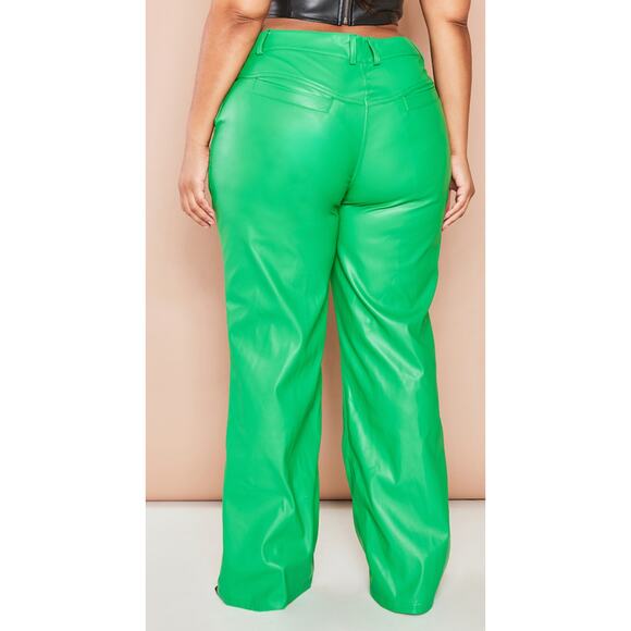 PrettyLittleThing Green Wide Leg Pants - Picture 3 of 12